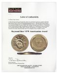 Raymond Burr VFW Americanism Award From 1966 -- 179 Grams of 14K Gold