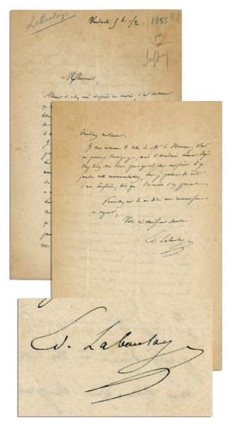Mastermind Behind The Statue of Liberty Edouard Laboulaye Autograph Letter Signed -- Rare