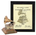 First-Ever Grammy Award From 1958 -- Won by The Champs for Best R&B Performance for the Classic Song Tequila -- Only 28 Were Awarded