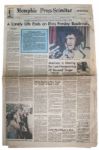 Elvis Presley Newspaper From His Hometown of Memphis -- Dated 17 August 1977 -- ...The King is Dead...