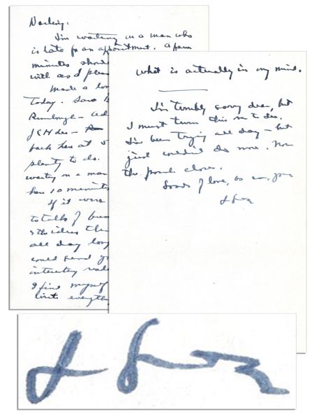 Dwight D. Eisenhower Signed Intimate Letter to His Wife -- ...I find myself trying to write everything except what is actually in my mind...