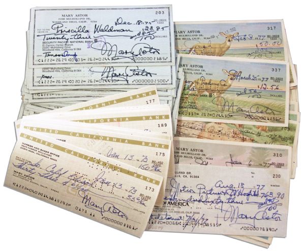 Mary Astor Lot of 100 Checks Signed