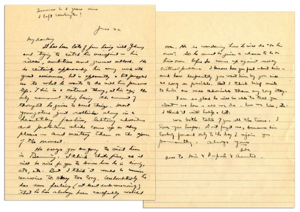 Dwight Eisenhower WWII Autograph letter Signed to Mamie About Their Son -- ...Undoubtedly he has some feeling (at least subconsciously) that he has always been carefully watched over...
