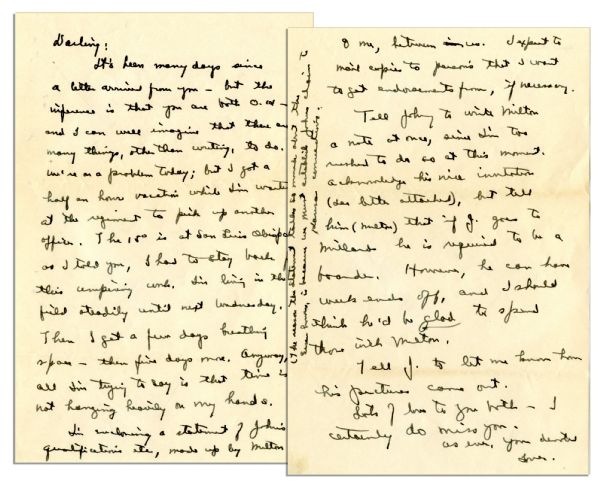 Eisenhower Autograph Letter Signed in 1940 Regarding His Sons Admission to West Point -- ...Im enclosing a statement of Johns qualifications...I expect to mail copies...to get endorsements...