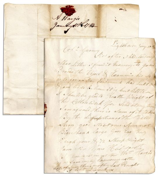 Abraham Hargis Autograph Letter Signed as the Keeper of the Cape Henlopen Lighthouse -- ...Please to not forget the dog...Last Knight I lost 2 turkeys... -- 1784