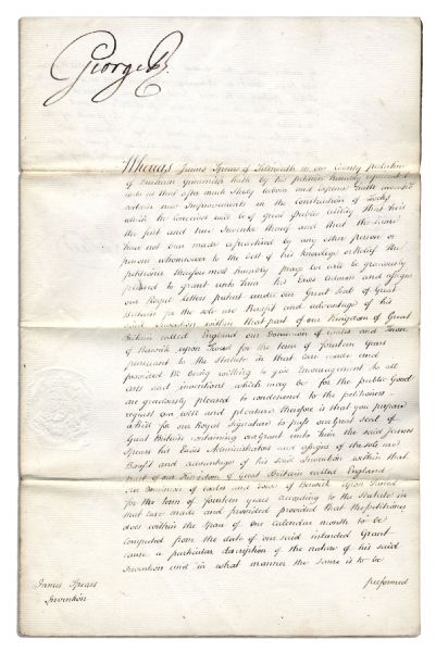 King George III Document Signed in 1795