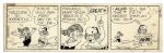 Lot of 4 ''Li'l Abner'' Comic Strips From 1976 -- Hand-Drawn & Signed by Capp Featuring Daisy Mae, Li'l Abner, A Shmoo & Honest Abe -- Sizes Vary, Approximately 19.5'' x 6.25'' -- Very Good