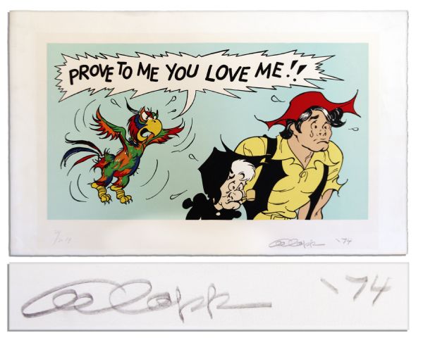 Lil Abner Artist Proof Featuring Lil Abner & Mammy -- Signed Al Capp 74 in Pencil & Numbered 20/30 AP -- Measures 36.5 x 22.5 -- Very Good