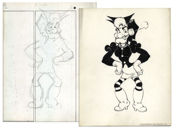 Al Capp Drawing of Lil Abner Favorite Mammy Yokum -- Large Art Measures 11.5 x 14.5