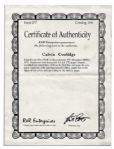 Calvin Coolidge Signed ''Have Faith in Massachusetts'' -- Signed as Governor of Massachusetts
