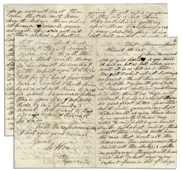 3rd Massachusetts Letter -- ...it was as hot as 2 hells here...I think they are trying to kill our regiment...our party got licked...it will always be so as long as they have such damn fools...