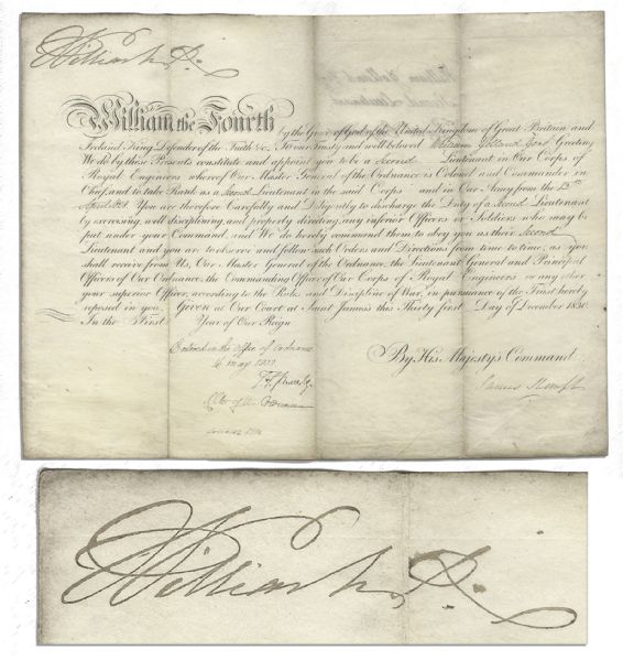 King William IV Document Signed During the First Few Months of His Reign in 1830