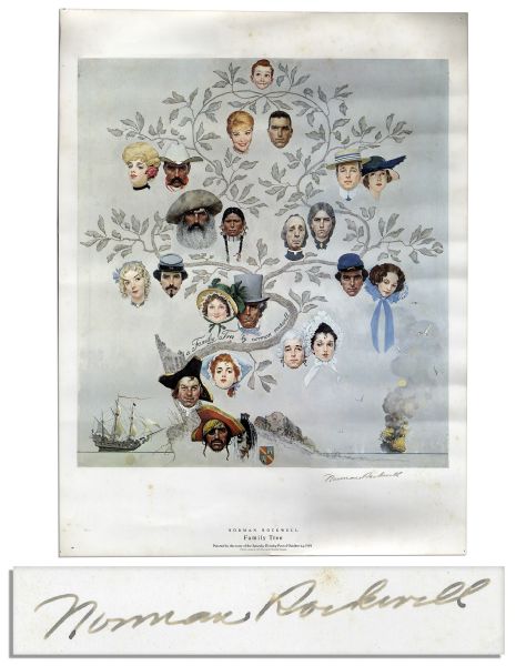 Norman Rockwell Signed Print of His Famous Saturday Evening Post Cover From 1959 Titled, Family Tree