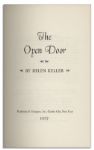 Helen Keller's Book of Poetry ''The Open Door'' Signed
