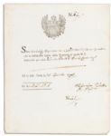 Famed Italian Inventor of the Battery Alessandro Volta Document Signed