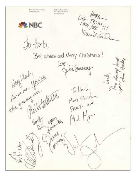 Eight Saturday Night Live Cast Member Signatures -- Including Comedic Legends Chris Farley, Phil Hartman & More -- With PSA/DNA COA