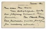 Edith Roosevelt Autograph Note Signed -- The Former First Lady Thanks an Editor for Books