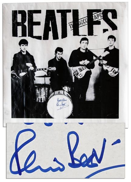 Beatles Poster Signed by Original Drummer Pete Best