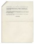 Jackie Kennedy White House Press Release -- Announcing the Resignation of the Artistic Curator During the Famous Renovation of the White House