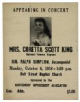 Coretta Scott King Concert Poster & Program From Performances in 1956 & 1958 -- One From the Dexter Avenue Baptist Church