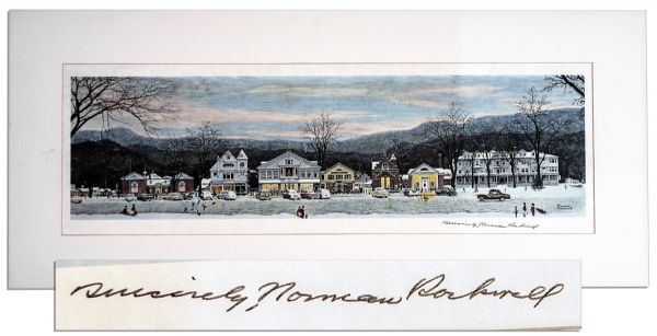 Master of Americana, Norman Rockwell Signed Print of Stockbridge Main Street at Christmas