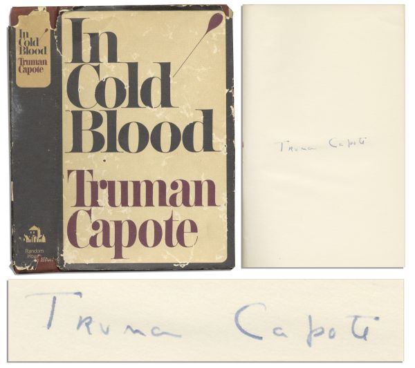 Truman Capotes True Crime Masterpiece In Cold Blood First Edition, First Printing Signed Tipped-In Page
