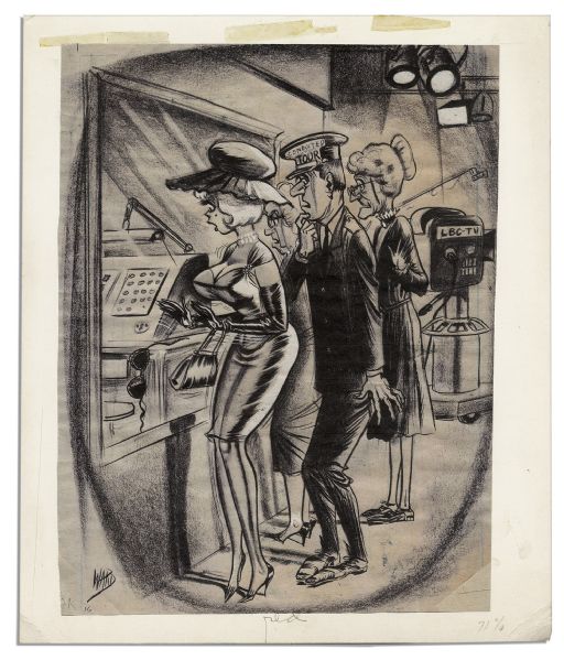 Original Pencil and Ink Illustration Drawn by Comic Book Artist Bill Ward -- Signed by Ward