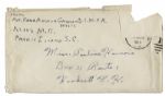 Rene Gagnon Signed Envelope From 1943 While a WWII Marine
