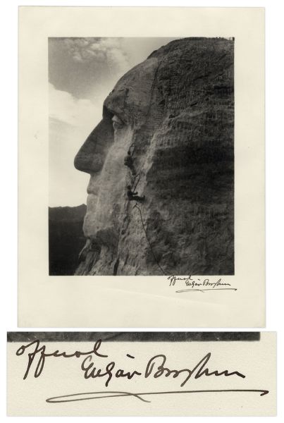 Scarce Mt. Rushmore Photograph Signed by Its Designer Gutzon Borglum  -- 10 x 12.75