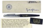 Lyndon Johnson Bill-Signing Pen Used as President -- To Sign Bill Which Increased Basic Pay For Members of the Military at the Height of the Vietnam War
