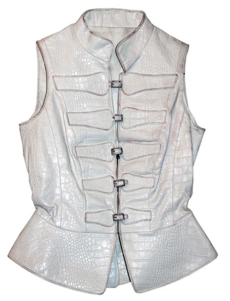 Alicia Keys White Crocodile-Style Vest Worn During Her As I Am Tour -- With a COA From Keys