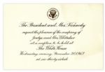 Very Last White House Invitation for the Kennedy Administration -- President John F. Kennedy Invitation Card for a White House Reception Held Two Days Before His Death