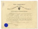Theodore Roosevelt Military Appointment Signed as President -- Also Signed by William Howard Taft as Secretary of War