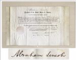 Abraham Lincoln Document Signed With a Bold, Full Abraham Lincoln Signature -- Signed Very Early in His Presidency on 28 March 1861