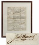 John Hancock Signed Militia Appointment -- Signed While Hancock Was Governor of Massachusetts in November 1782