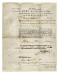John Hancock Signed Militia Appointment -- Signed While Hancock Was Governor of Massachusetts in November 1782