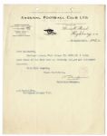 Herbert Chapman Typed Letter Signed -- On Arsenal Football Club Letterhead