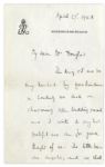 Elizabeth, the Queen Mother Autograph Letter Signed From Buckingham Palace -- ''...The King & I are so very touched by your kindness in sending us such a charming silver wedding present...''