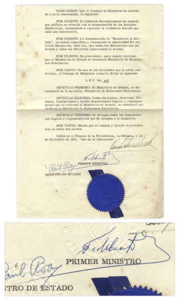 Rare Fidel Castro Document Signed as Cubas Prime Minister in 1959, the Year of the Liberation