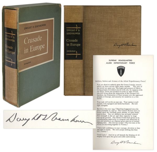 Dwight D. Eisenhower Signed D-Day Speech From Crusade in Europe -- Rare Signed Speech Is Very Desirable Among Presidential & WWII Collectors