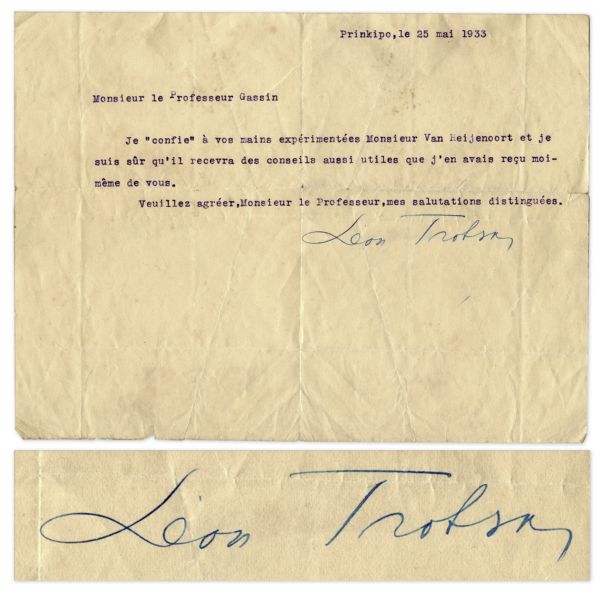 Leon Trotsky Typed Letter Signed -- ...I entrust to your experienced hands...