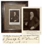 Mormon President Joseph F. Smith Signed Photo -- Dedicated to U.S. Steel Co-Founder Elbert H. Gary