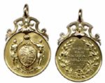 F.A. Cup Gold Winners Medal Awarded to Newcastle United for the Famous Rainy Day Final in 1924 -- Accompanied by Two Original Team Photographs