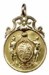 F.A. Cup Gold Winner's Medal Awarded to Newcastle United for the Famous ''Rainy Day Final'' in 1924 -- Accompanied by Two Original Team Photographs