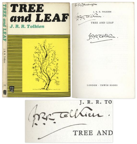 J.R.R. Tolkien Signed Copy of Tree and Leaf -- With PSA/DNA COA