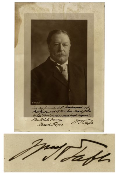 President William H. Taft Photograph Signed as President -- Signed on His Last Day in Office -- Measures 9.75 x 13.75