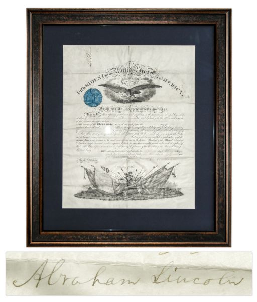 President Abraham Lincoln Military Document Signed From 1862 -- Near Fine With Full Abraham Lincoln Signature