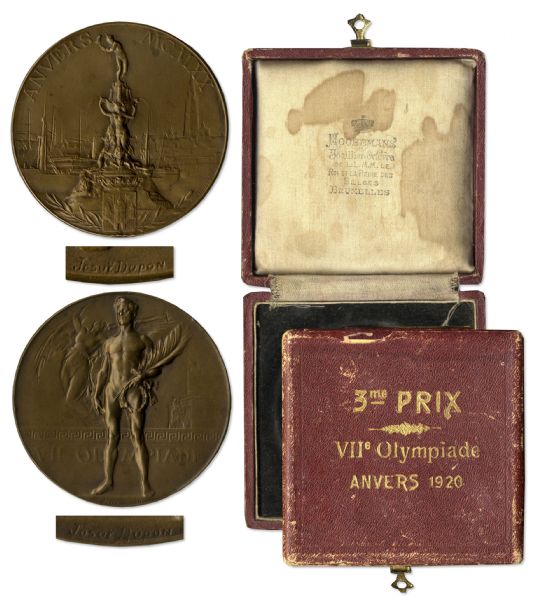 Bronze Olympic Medal From the 1920 Summer Olympics, Held in Antwerp, Belgium
