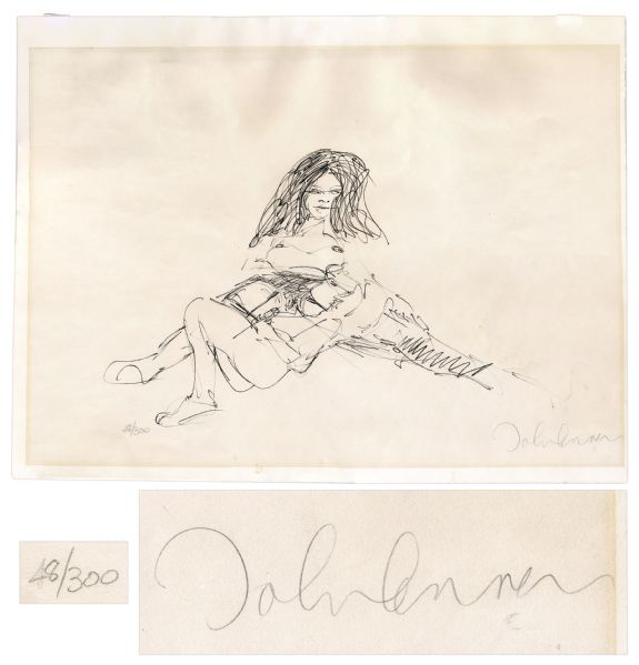 John Lennon Signed Bag One Print Depicting Lennon & Yoko Ono -- Limited Edition #48 of 300 -- With COA From Roger Epperson