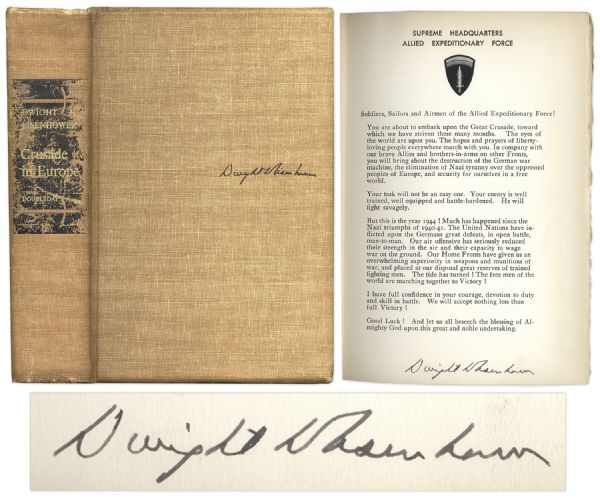 Dwight D. Eisenhower Signed D-Day Speech From Crusade in Europe -- Rare Signed Speech Is Very Desirable Among Presidential & WWII Collectors